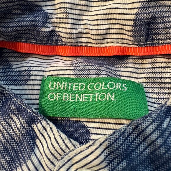 United Colors Of Benetton Boys Blue Floral Striped Short-Sleeve Button-Up Shirt - Picture 2 of 3